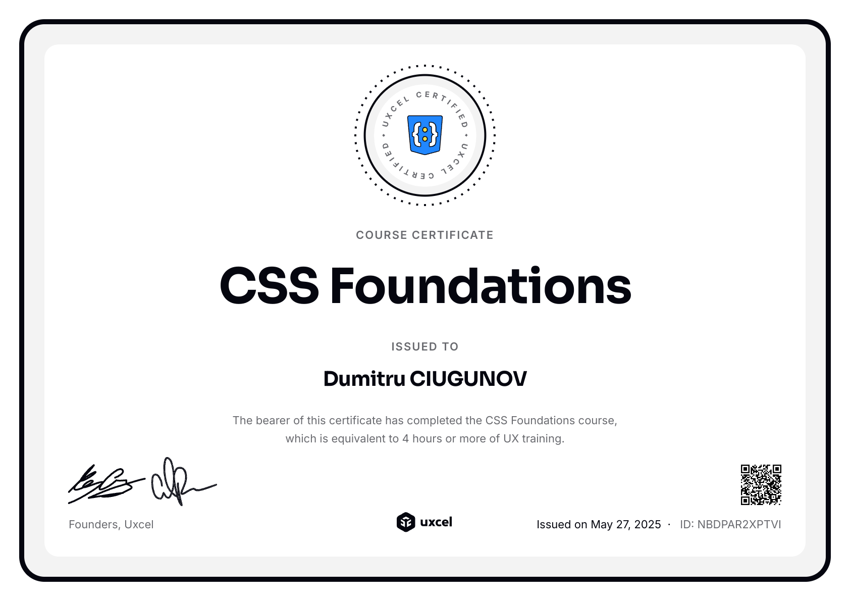 Dumitru CIUGUNOV's certificate